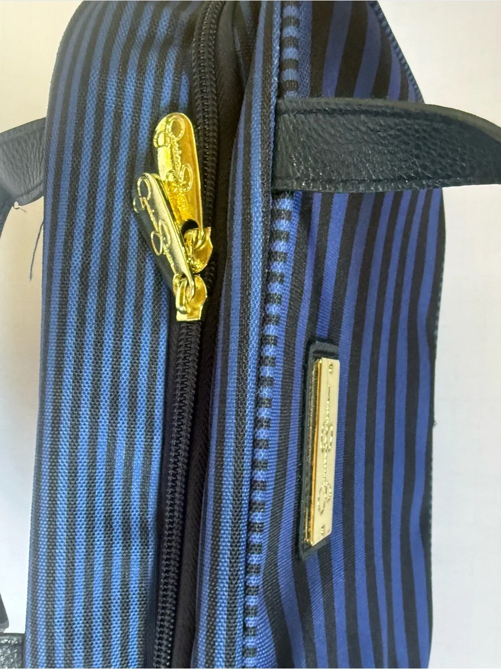 Blue and Black Striped Women’s Carry Bag